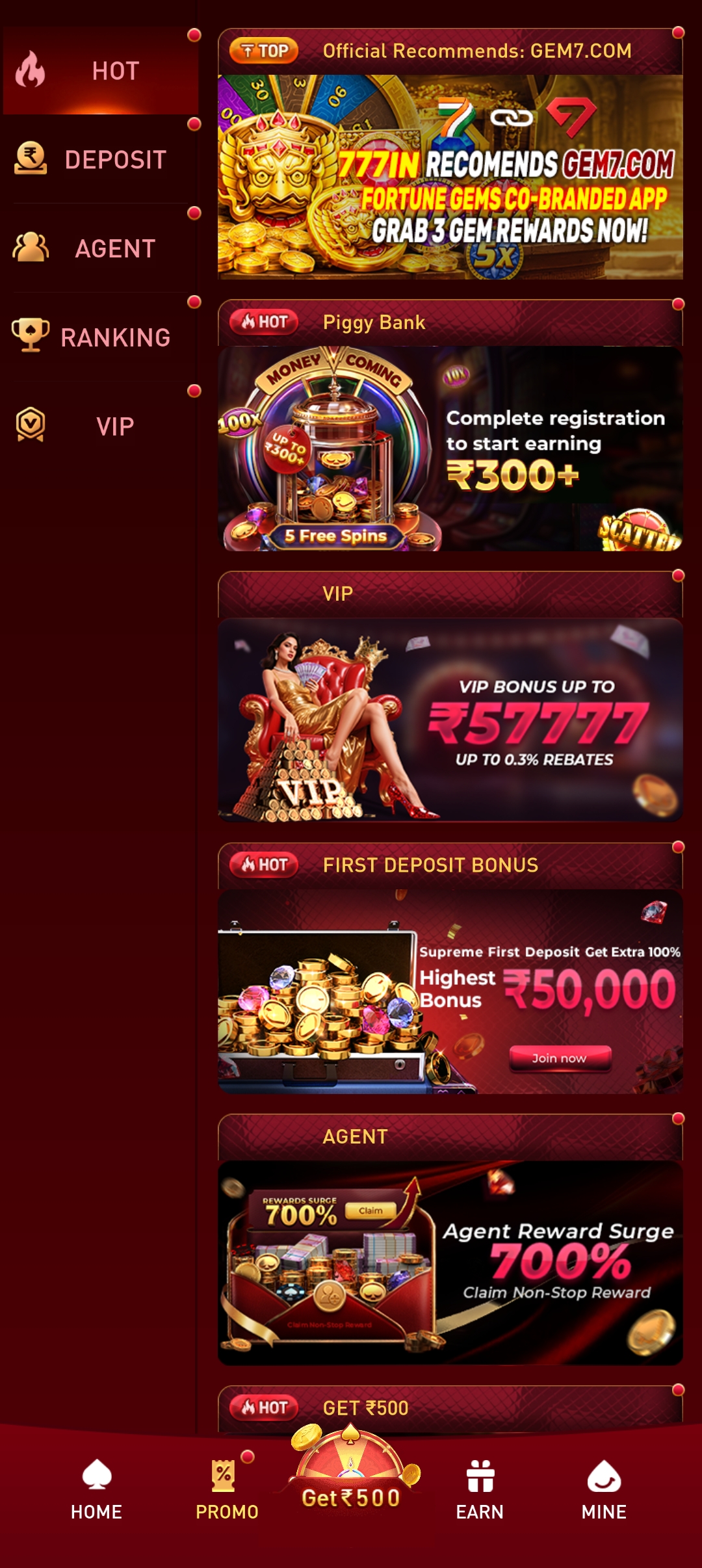 777in app screenshot — Fast, secure deposits